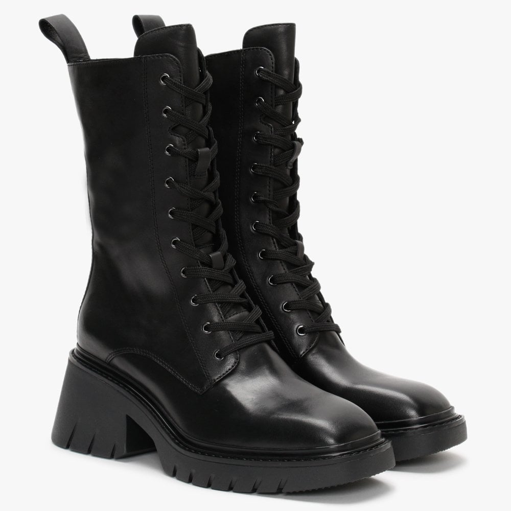 Odessa Black Leather Mid-Calf Boots