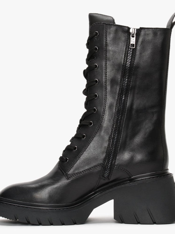 Odessa Black Leather Mid-Calf Boots