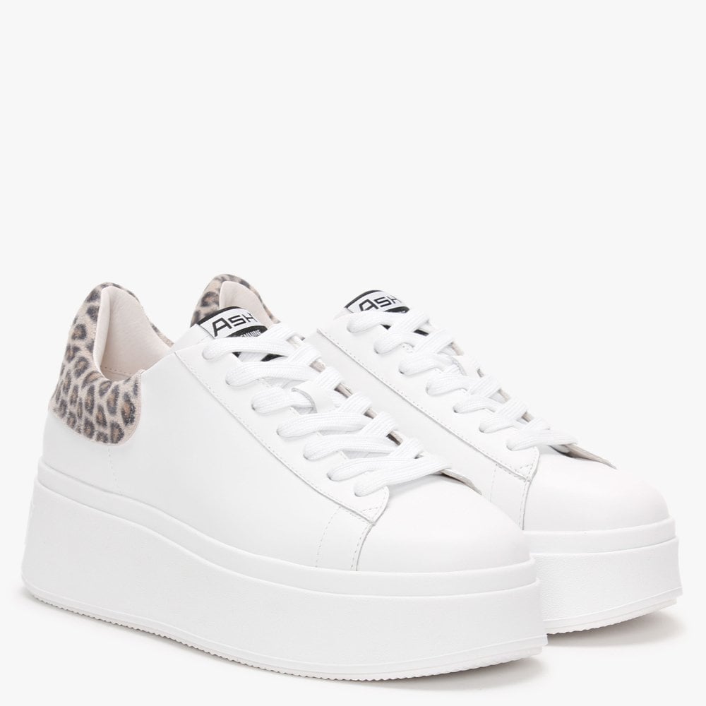 Moby II White Black Tan Leopard Trainers