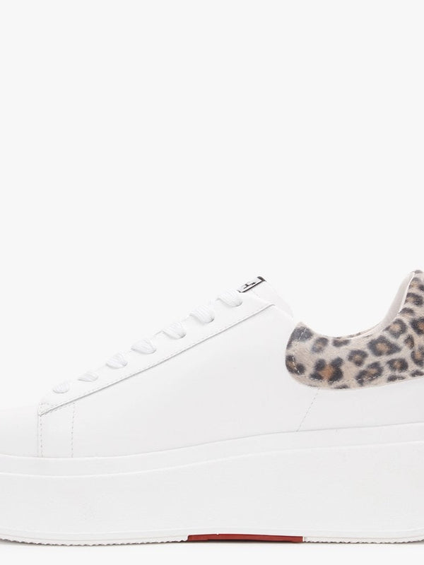 Moby II White Black Tan Leopard Trainers