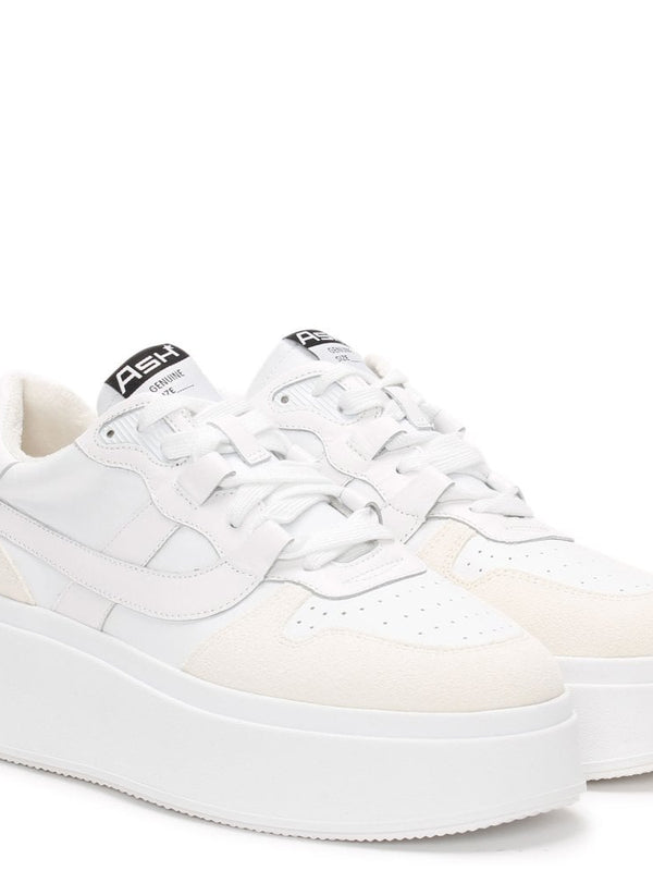 Match White Chrome Free Leather & Suede Flatform Trainers