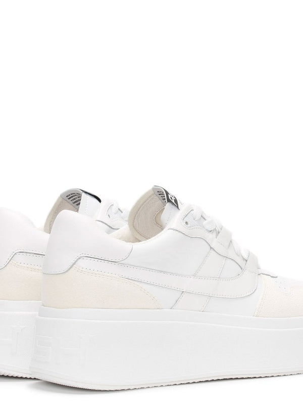 Match White Chrome Free Leather & Suede Flatform Trainers