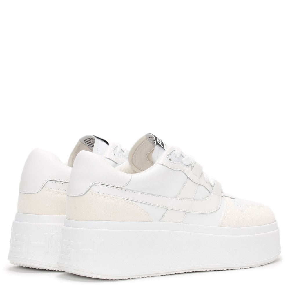 Match White Chrome Free Leather & Suede Flatform Trainers