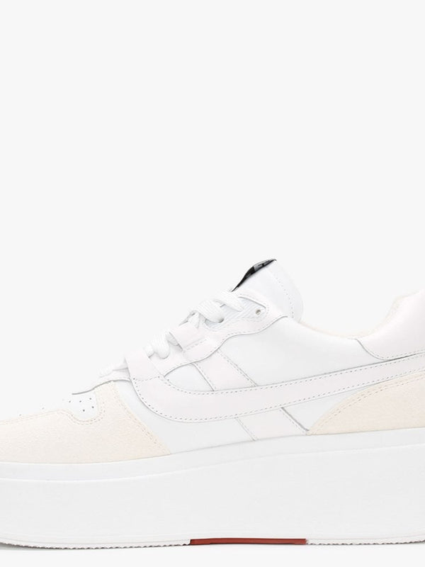 Match White Chrome Free Leather & Suede Flatform Trainers