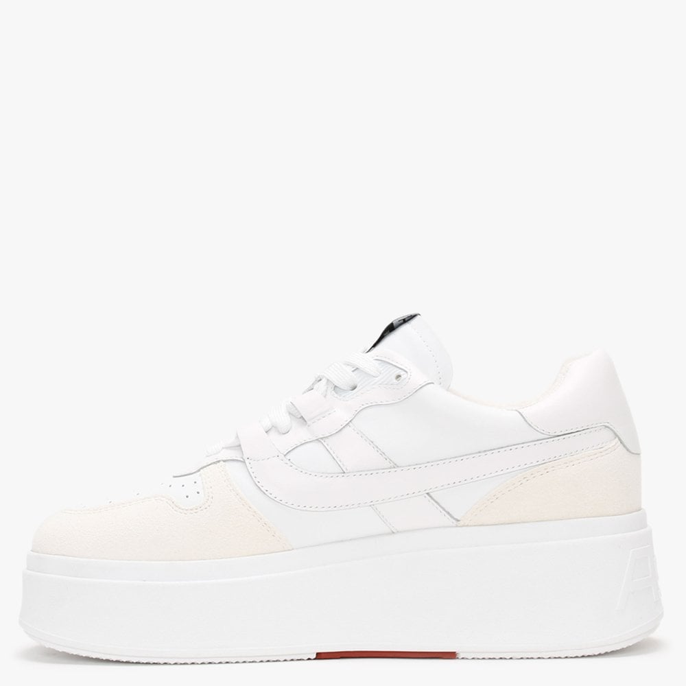 Match White Chrome Free Leather & Suede Flatform Trainers