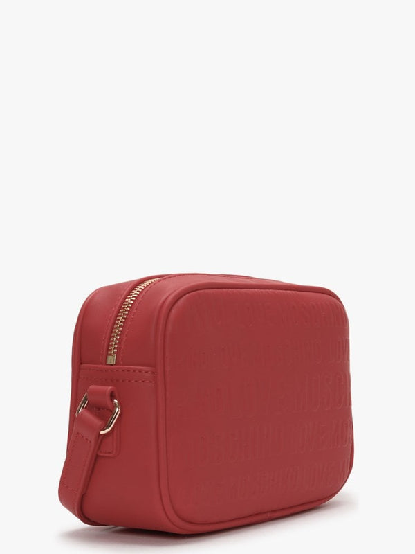 Embossed Logo Red Cross-Body Bag