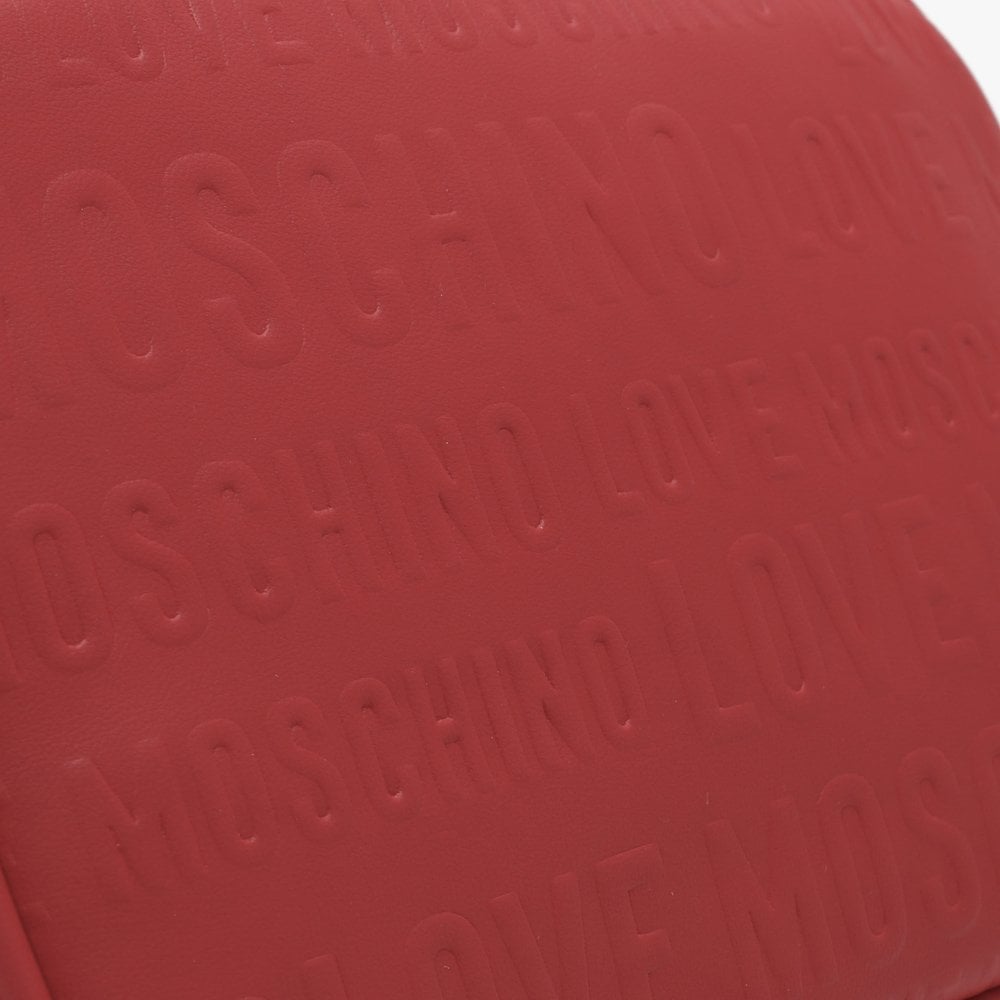 Embossed Logo Red Cross-Body Bag