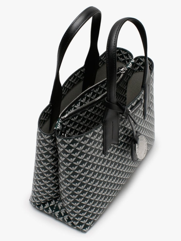 Logo Contrast Wood Ice Black Tote Bag