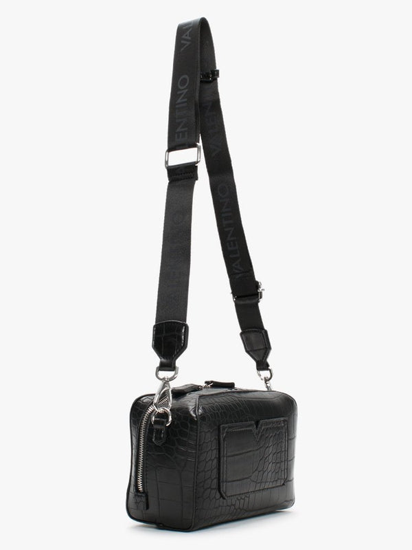 Pattie Haversack Black Moc Croc Cross-Body Bag