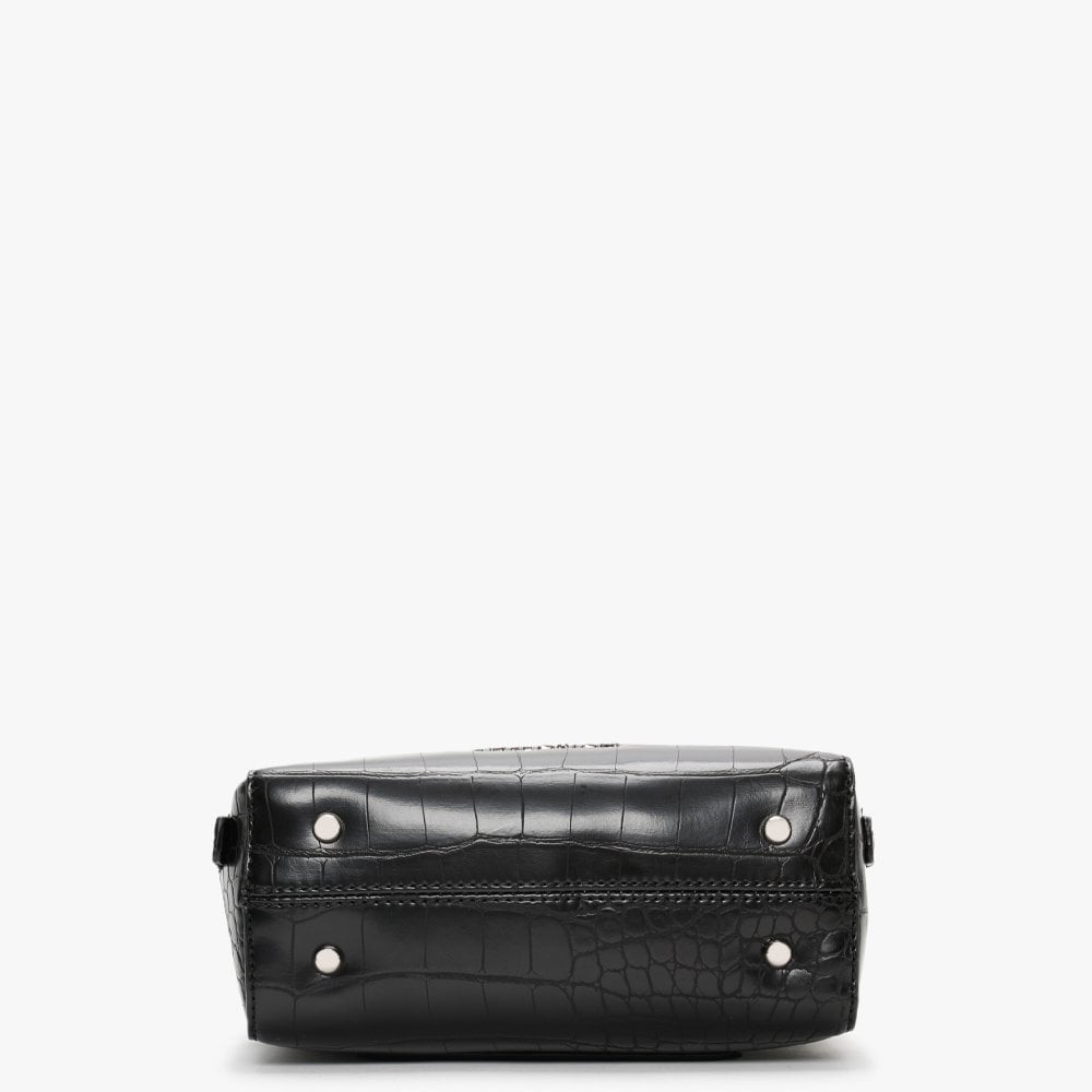 Pattie Haversack Black Moc Croc Cross-Body Bag