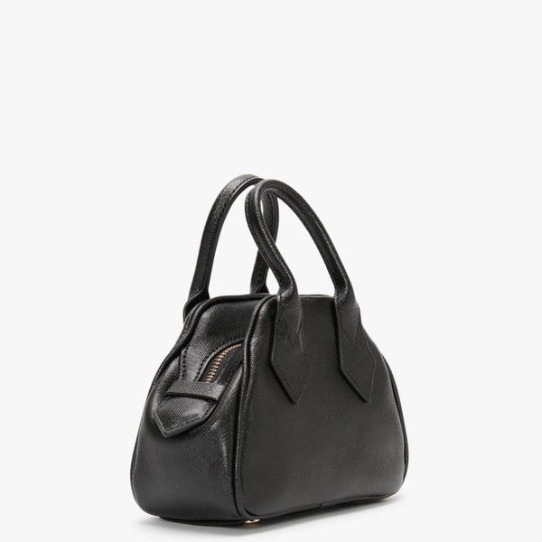 Mini Victoria Yasmine II Black Leather Dome Cross-Body Bag
