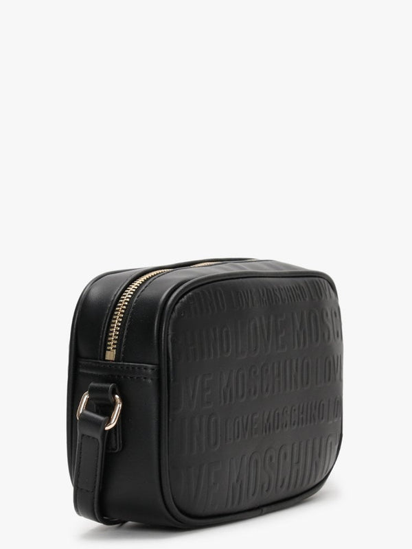 Embossed Logo Black Cross-Body Bag