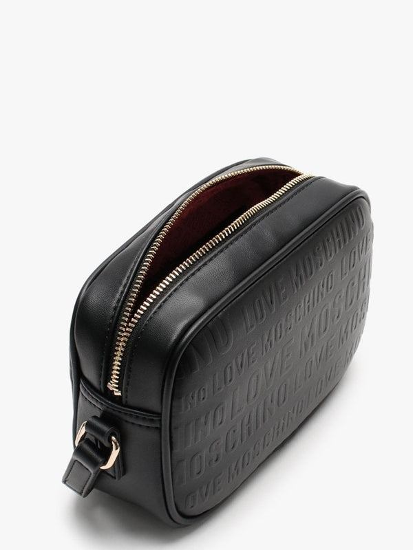 Embossed Logo Black Cross-Body Bag