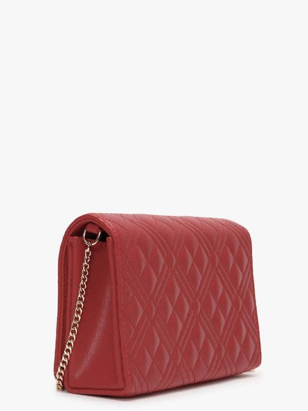 Diamond Quilt Flapover Red Cross-Body Bag