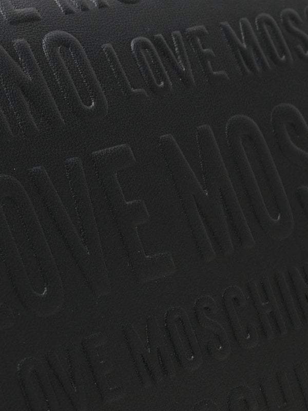 Embossed Logo Black Shoulder Bag