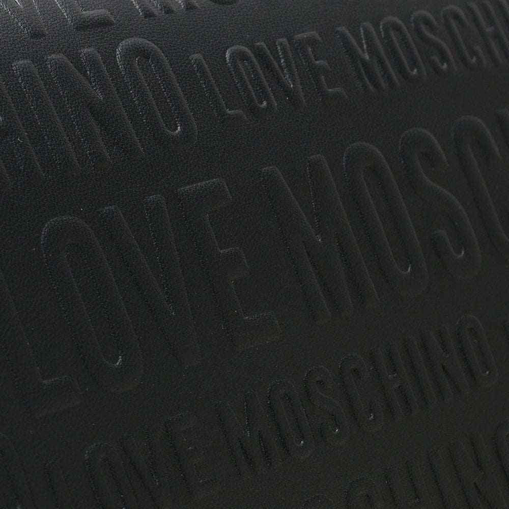 Embossed Logo Black Shoulder Bag