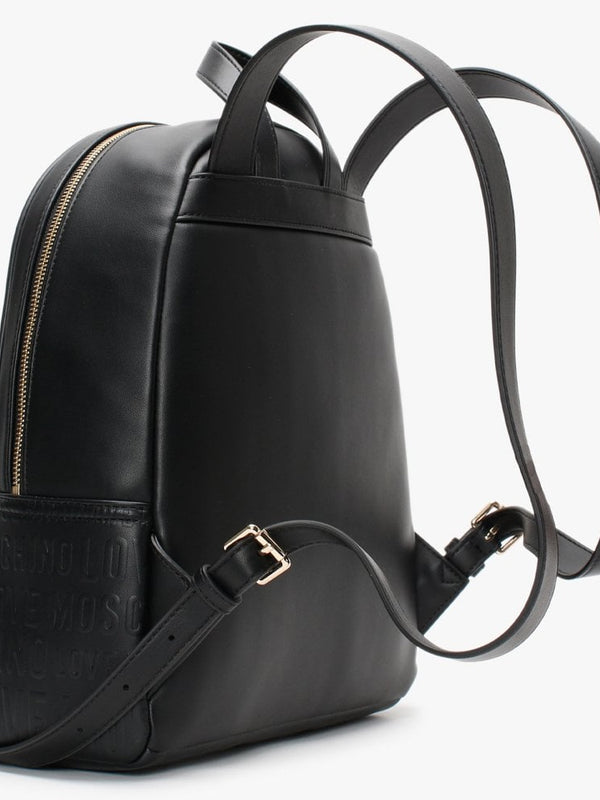 Embossed Logo Black Backpack