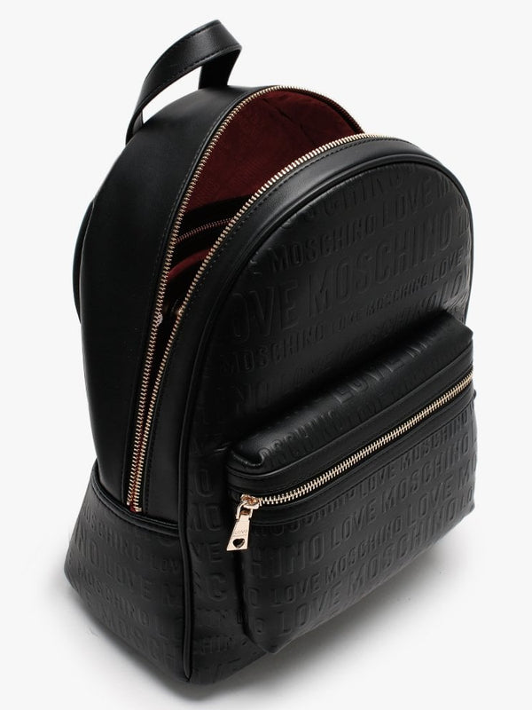 Embossed Logo Black Backpack