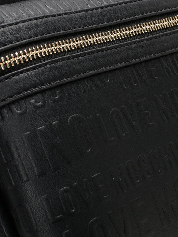 Embossed Logo Black Backpack