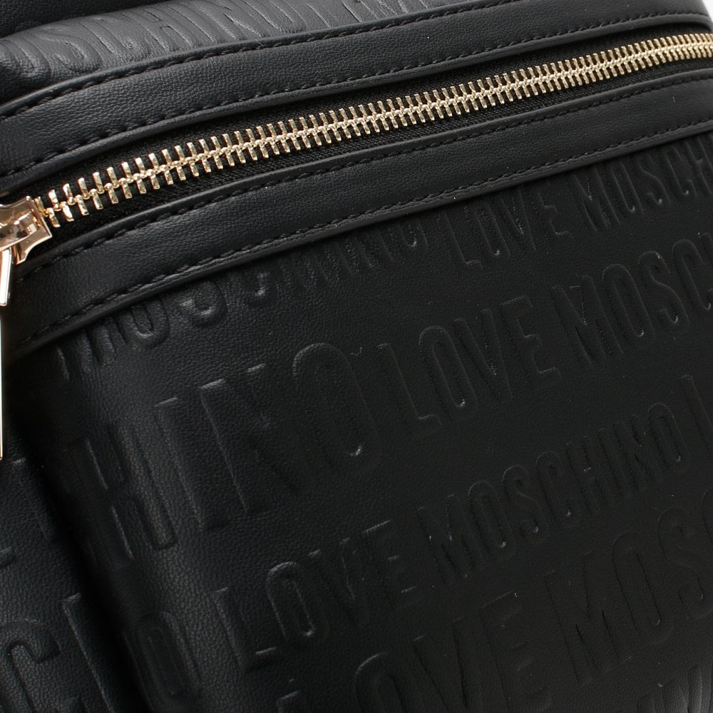 Embossed Logo Black Backpack