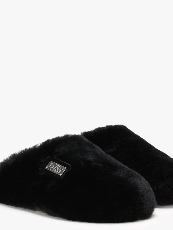 Dreamer Black Shearling Mule Slippers