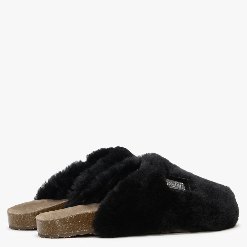 Dreamer Black Shearling Mule Slippers