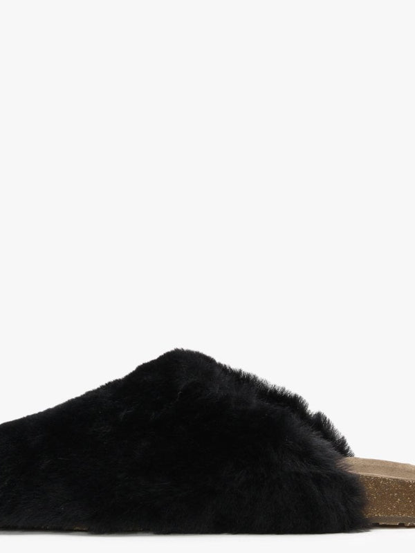 Dreamer Black Shearling Mule Slippers