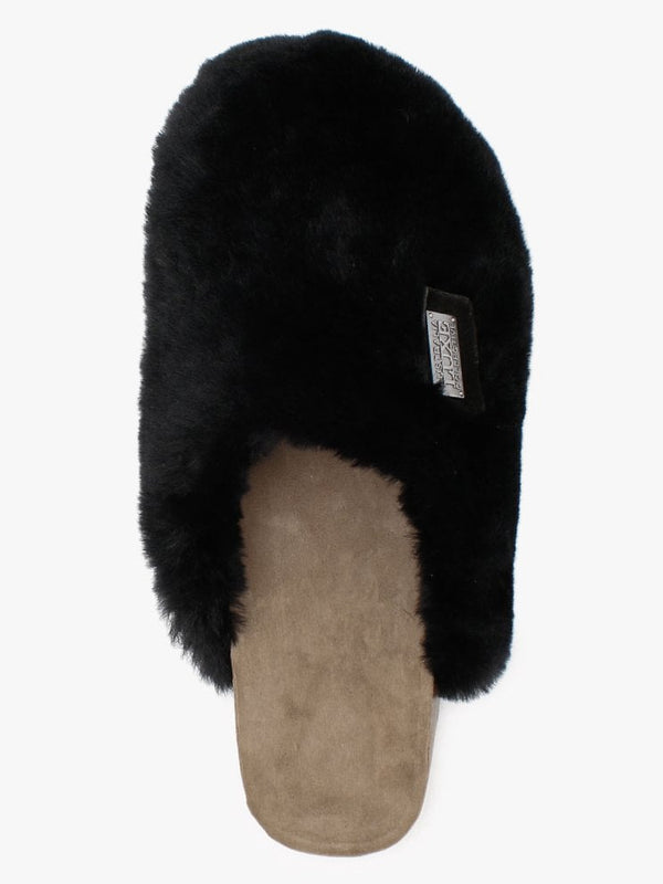 Dreamer Black Shearling Mule Slippers
