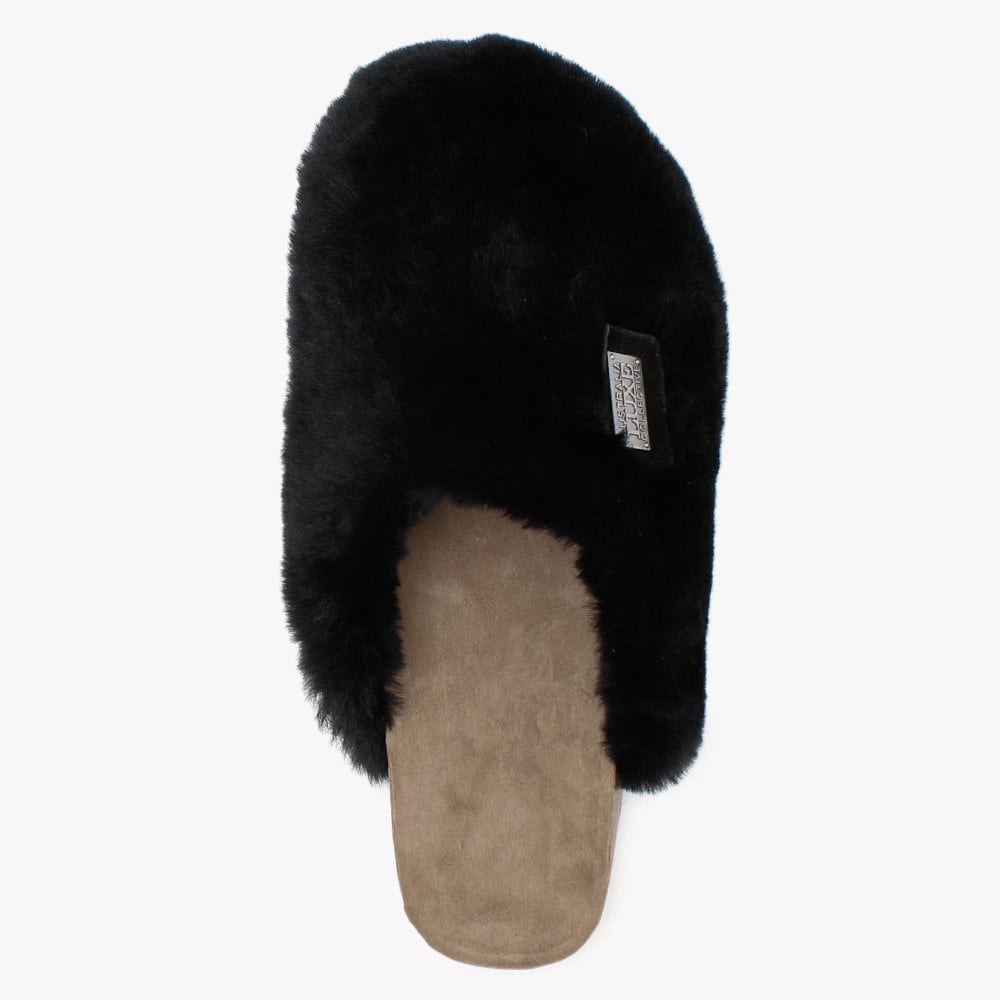 Dreamer Black Shearling Mule Slippers