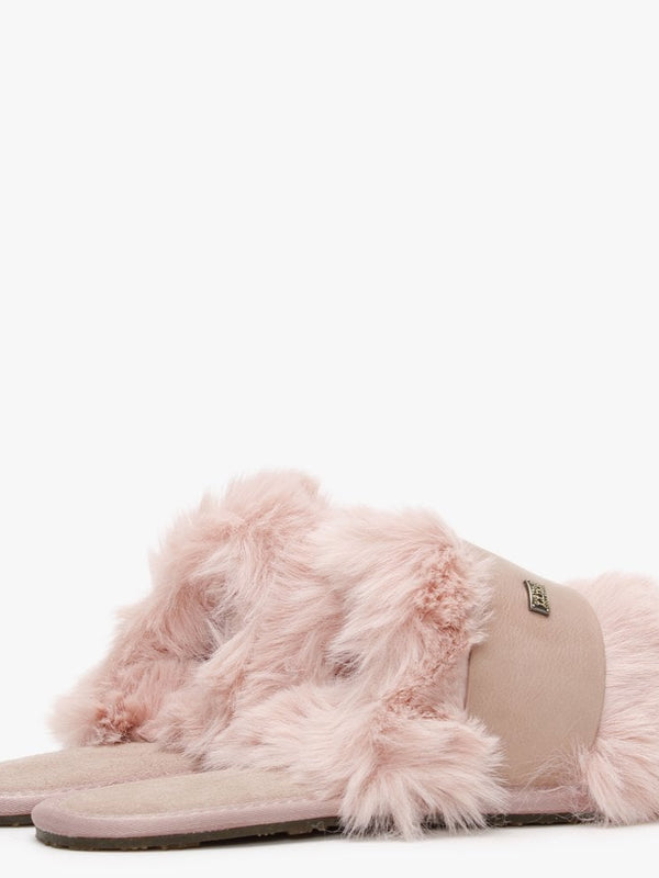 Muchas Luxe Pink Leather & Shearling Mule Slippers