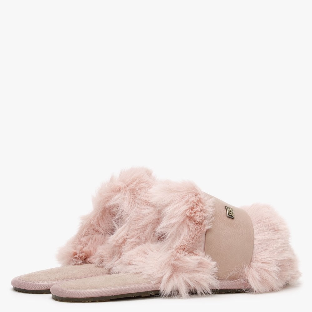 Muchas Luxe Pink Leather & Shearling Mule Slippers
