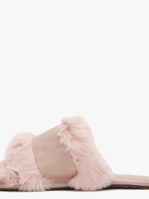 Muchas Luxe Pink Leather & Shearling Mule Slippers