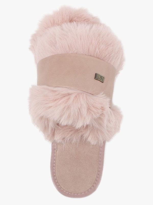 Muchas Luxe Pink Leather & Shearling Mule Slippers