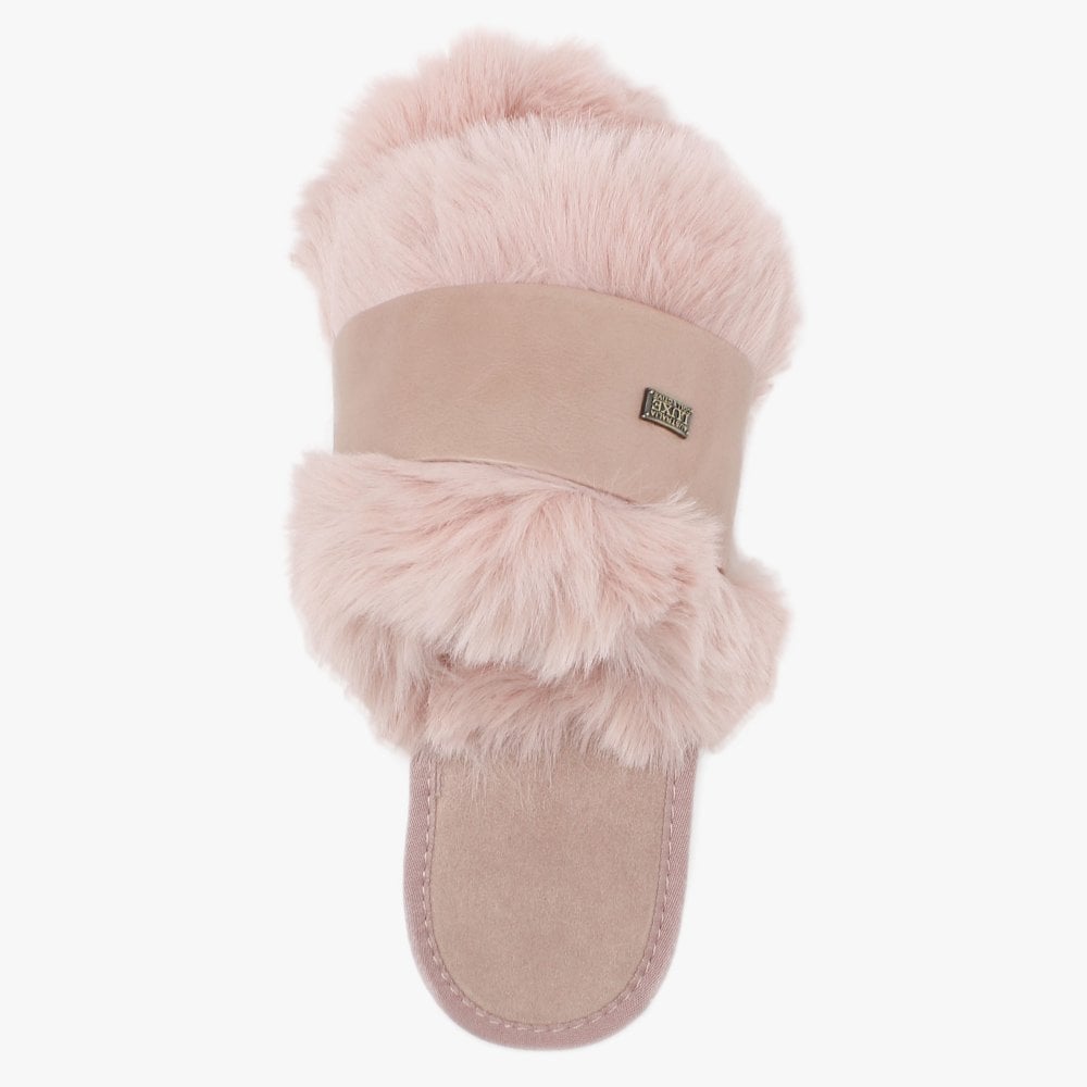 Muchas Luxe Pink Leather & Shearling Mule Slippers