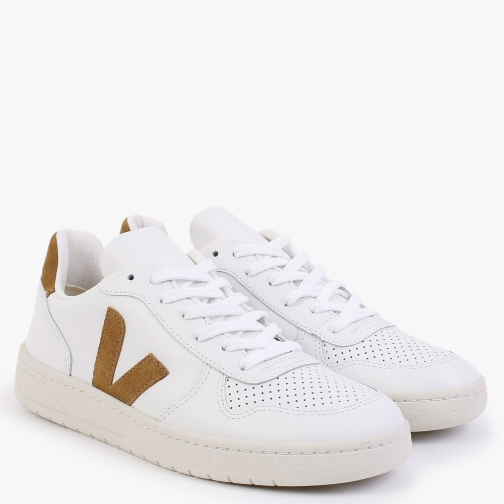Men’s V-10 Leather Extra White Camel Trainers