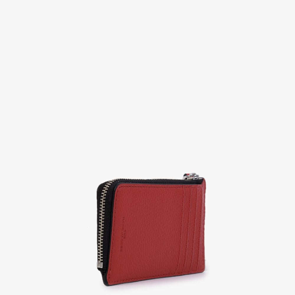 The Colourblock Small True Red Leather Top Zip Wallet