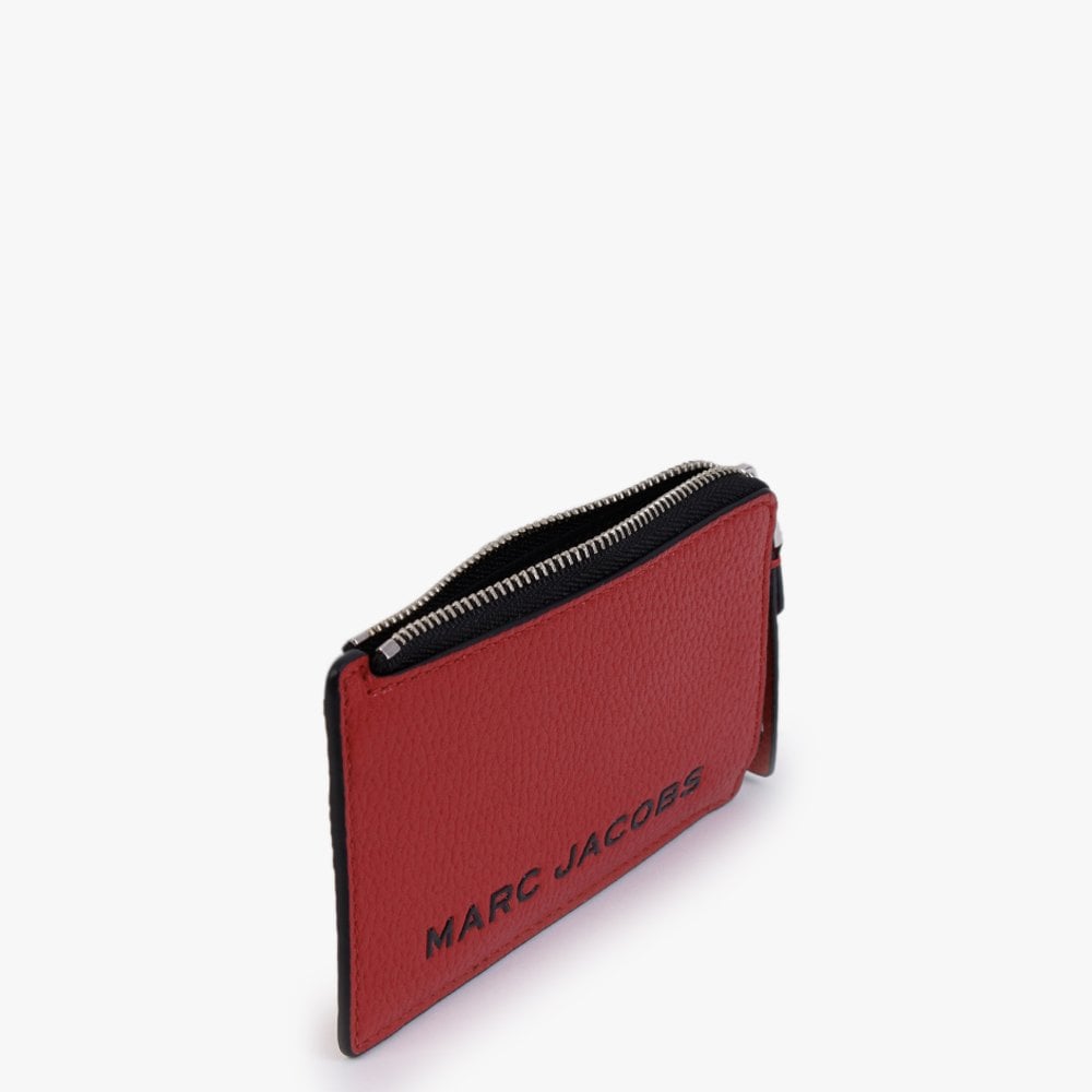 The Colourblock Small True Red Leather Top Zip Wallet