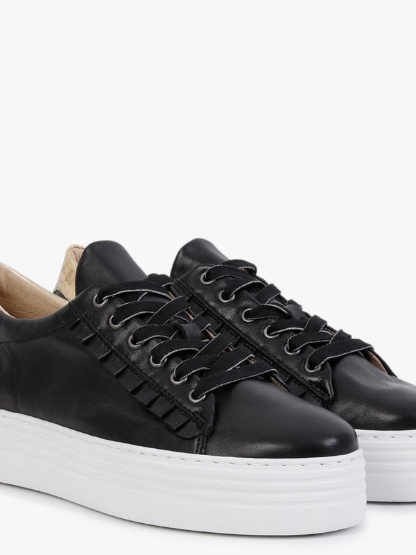 Mewfrill Black Leather Flatform Trainers