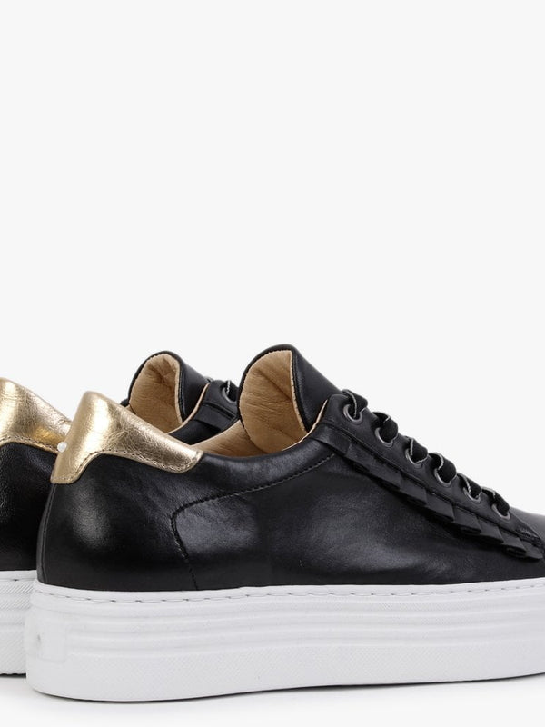 Mewfrill Black Leather Flatform Trainers