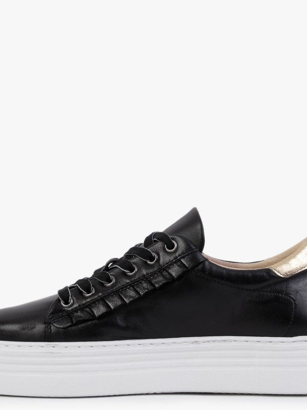 Mewfrill Black Leather Flatform Trainers