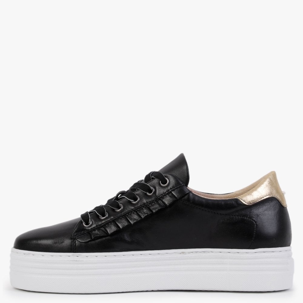 Mewfrill Black Leather Flatform Trainers