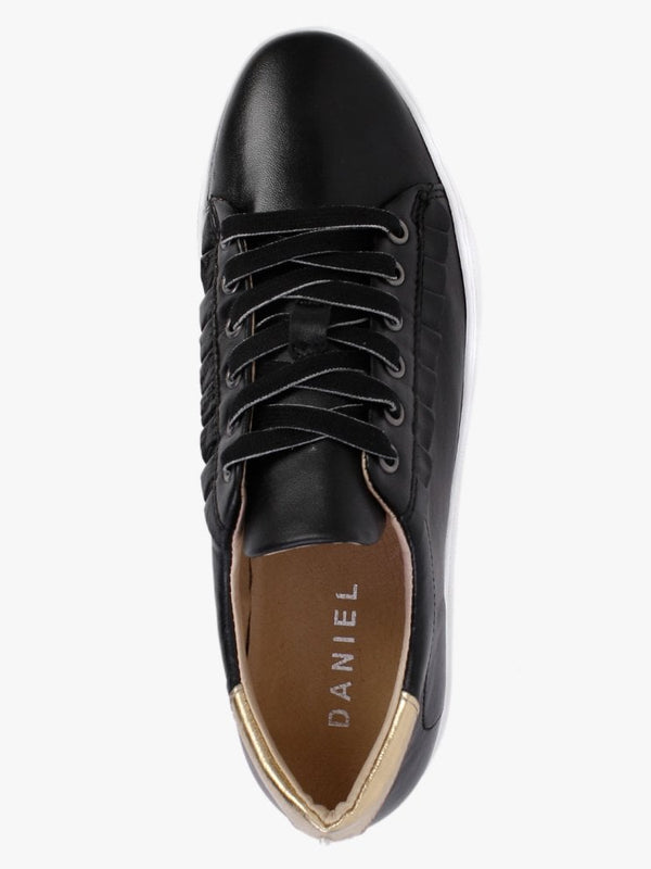 Mewfrill Black Leather Flatform Trainers