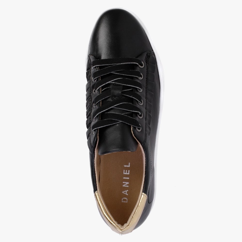 Mewfrill Black Leather Flatform Trainers