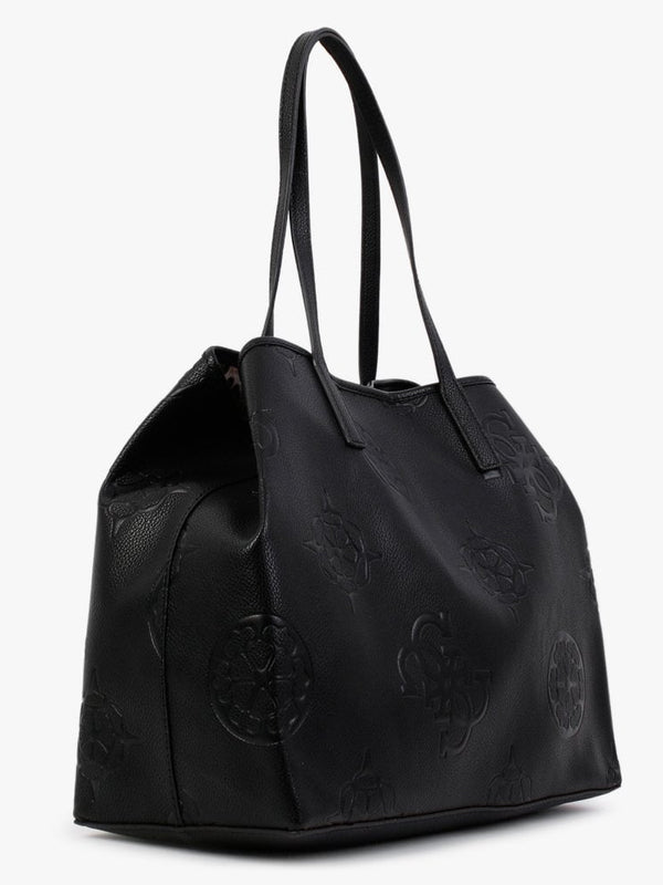 Large Vikky Black Stamp Logo Tote Bag