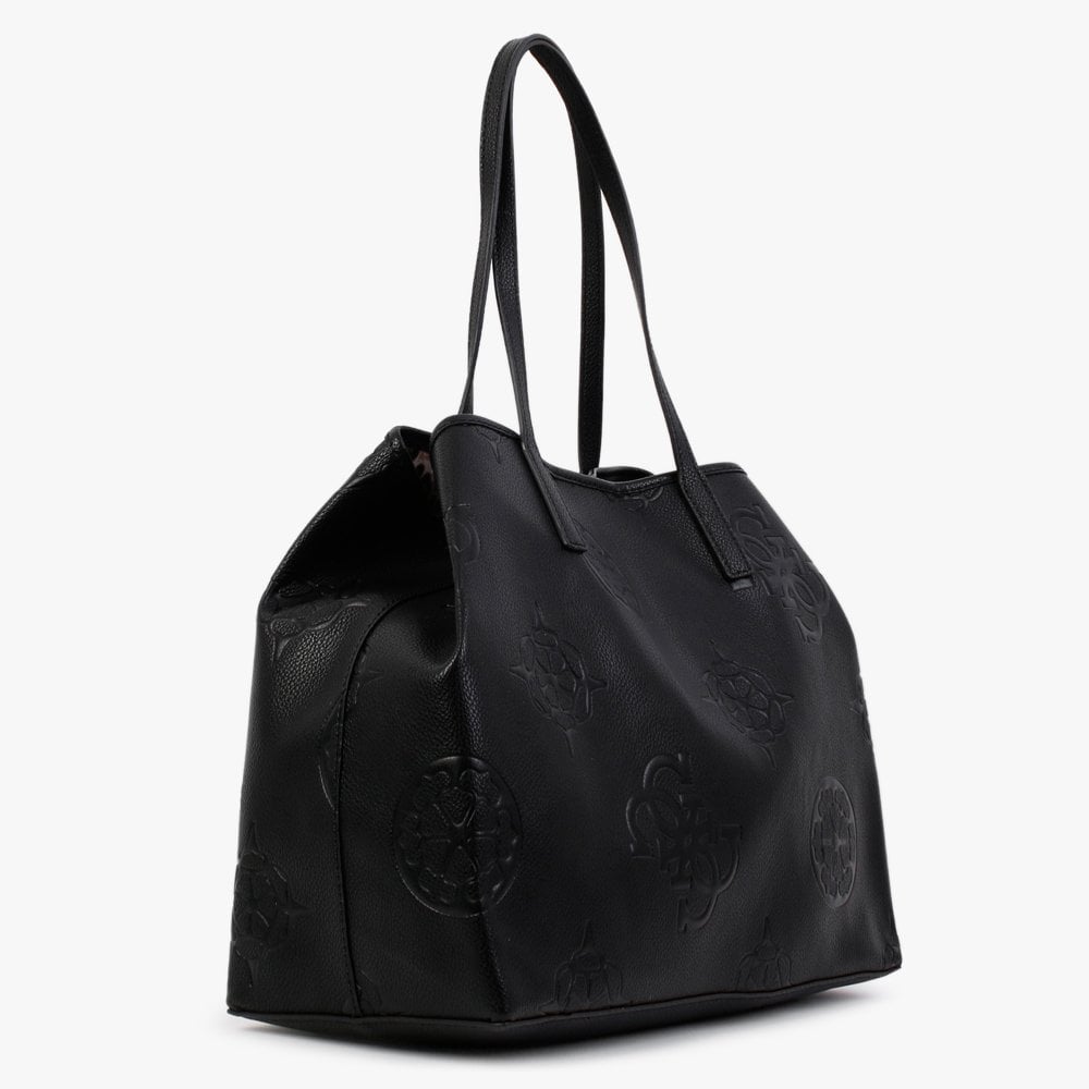 Large Vikky Black Stamp Logo Tote Bag