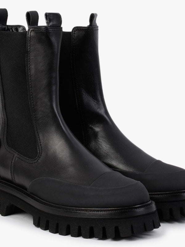 Nellie Black Leather Toe Cap Chelsea Boots