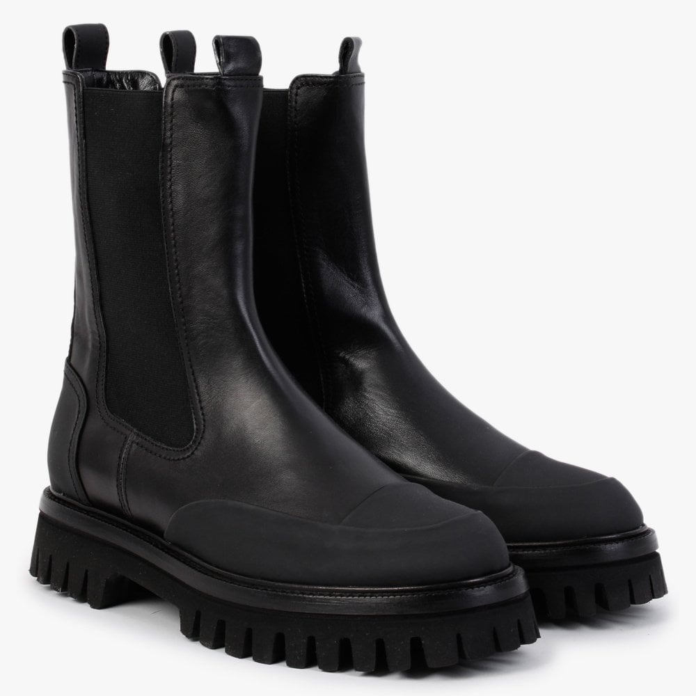 Nellie Black Leather Toe Cap Chelsea Boots