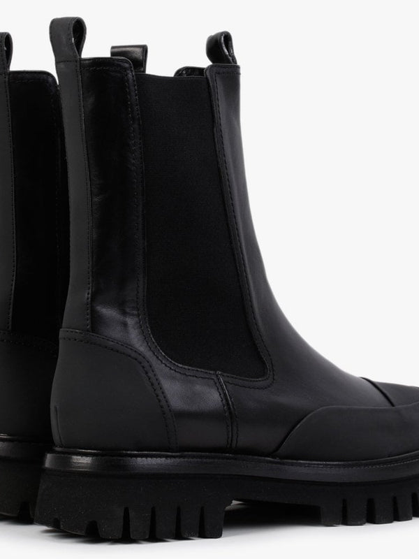 Nellie Black Leather Toe Cap Chelsea Boots