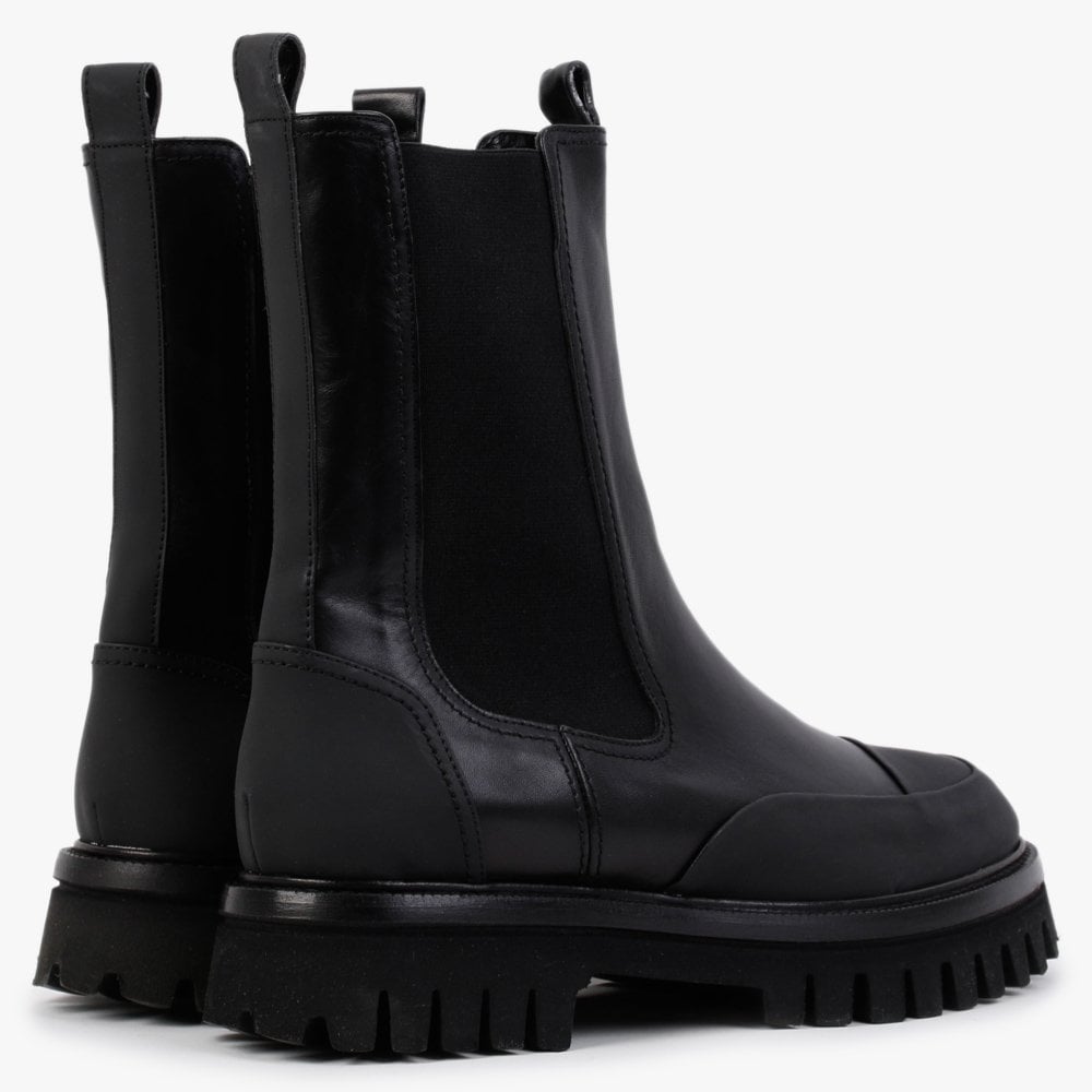 Nellie Black Leather Toe Cap Chelsea Boots