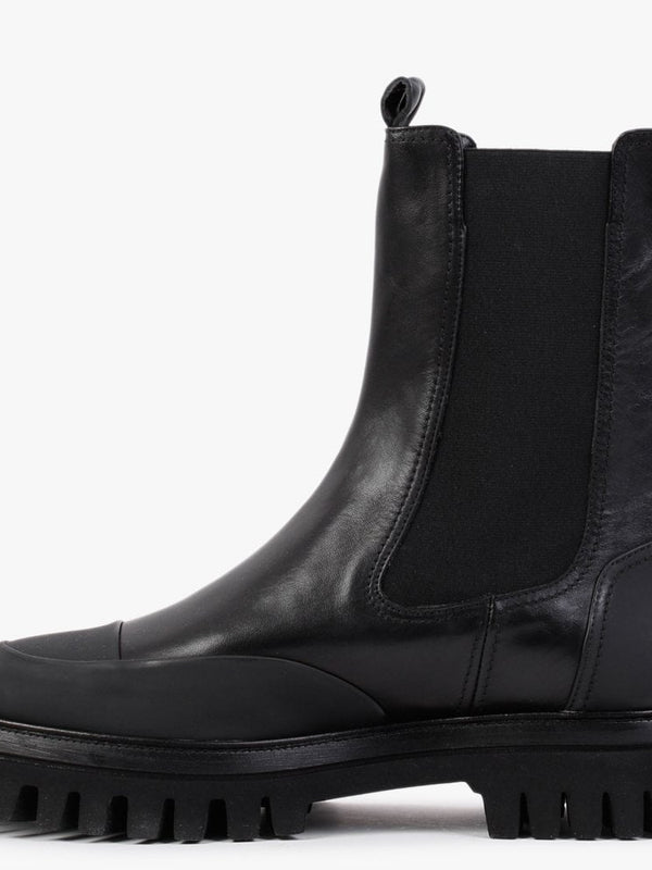 Nellie Black Leather Toe Cap Chelsea Boots
